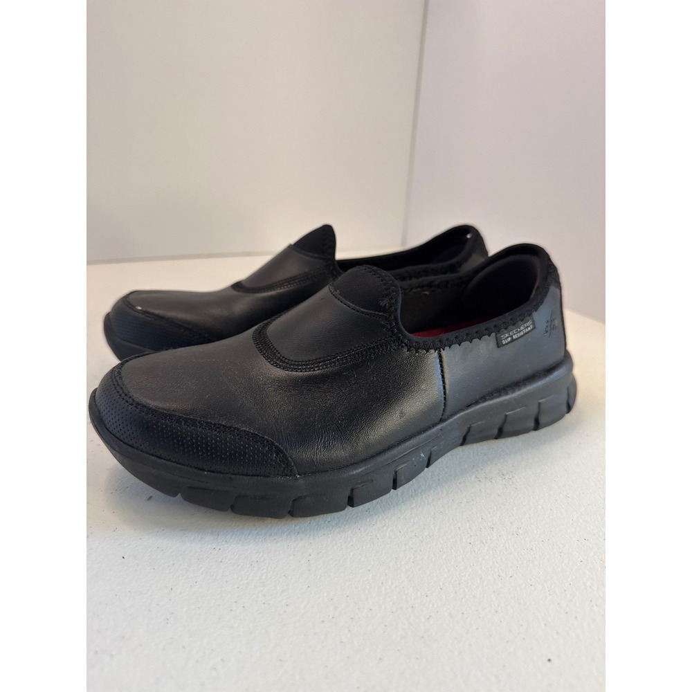 Skechers Work Relaxed Fit Slip Resistant Black Shoes Womens Size 7 EH Safe